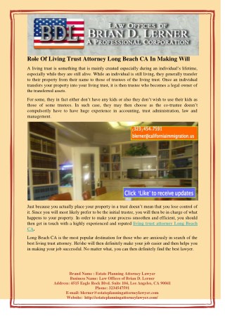 Role Of Living Trust Attorney Long Beach CA In Making Will