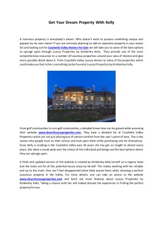Get Your Dream Property With Kelly