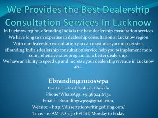 We Provides the Best Dealership Consultation Services In Lucknow