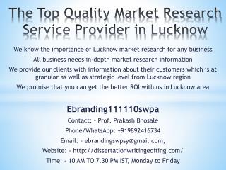 The Top Quality Market Research Service Provider in Lucknow