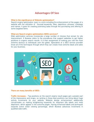 Advantages Of Seo – Rich Webs Oneness IT Solutions