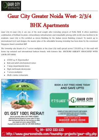Gaur City Greater Noida West- 2-3-4 BHK Apartments