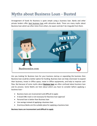 Myths about Business Loan - Busted