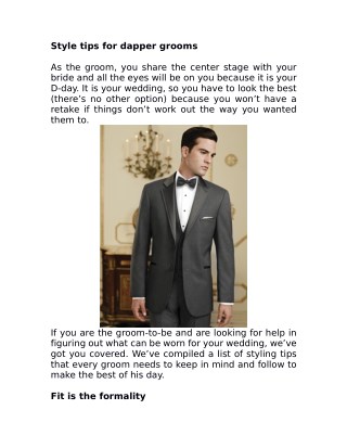 Style tips for dapper grooms