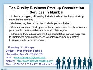 Top Quality Business Start-up Consultation Services in Mumbai