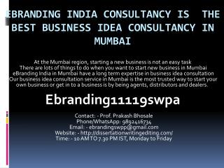 eBranding India Consultancy is the Best Business Idea Consultancy in Mumbai