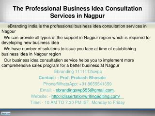 The Professional Business Idea Consultation Services in Nagpur