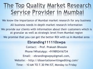 The Top Quality Market Research Service Provider in Mumbai