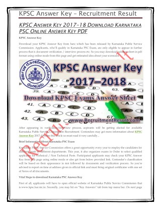 KPSC Answer Key