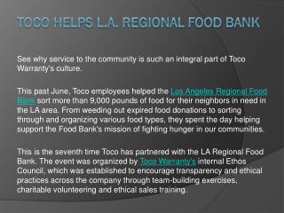 Toco Helps L.A. Regional Food Bank