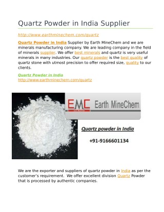 Quartz Powder in India Supplier