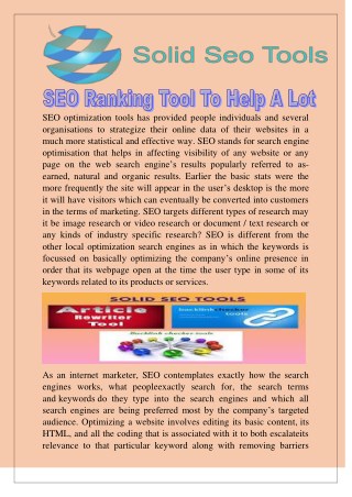 SEO Ranking Tool To Help A Lot