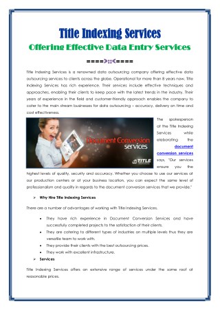 Effective Data Entry Services