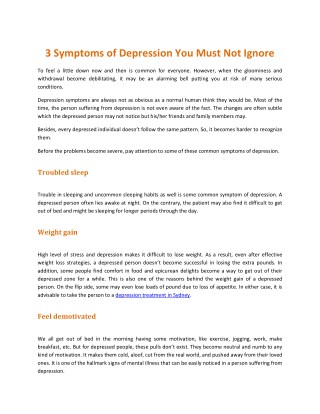 3 Symptoms of Depression You Must Not Ignore