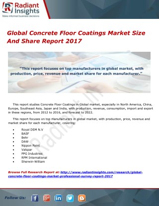 Global Concrete Floor Coatings Market Size And Share Report 2017