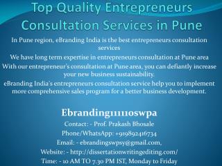 Top Quality Entrepreneurs Consultation Services in Pune