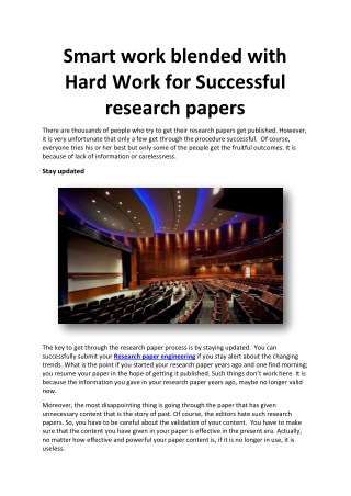 Smart work blended with Hard Work for Successful research papers