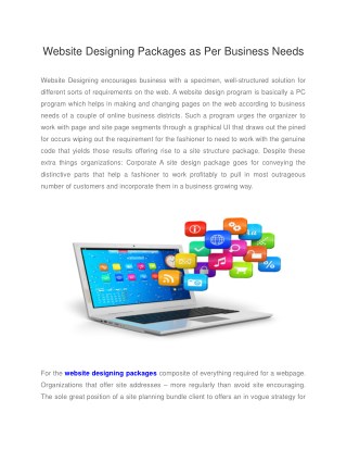 Website Designing Packages as Per Business Needs