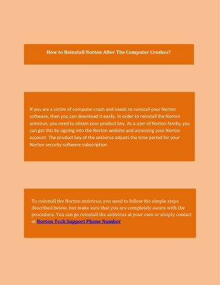 How to Reinstall Norton after the Computer Crashes