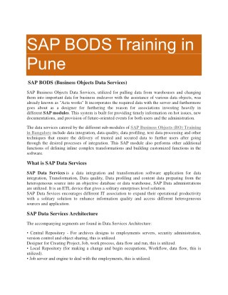SAP BODS Training in Pune