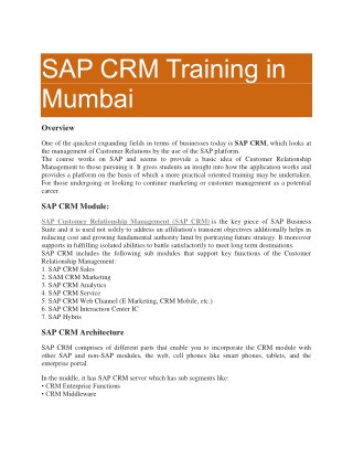 SAP CRM Training in Mumbai