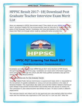 hppsc result