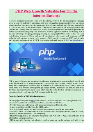 PHP Web Growth Valuable For On the internet Business