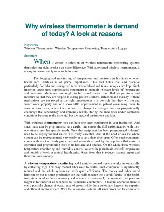 Why wireless thermometer is demand of today? A look at reasons