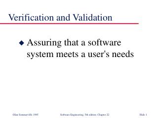 Verification and Validation