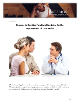Reasons to Consider Functional Medicine for the Improvement of Your Health
