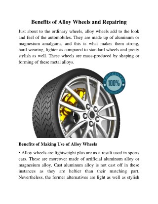 Benefits of Alloy Wheels and Repairing