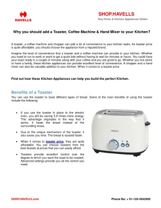 Why You Should Add A Toaster, Coffee Machine & Hand Mixer To Your Kitchen?