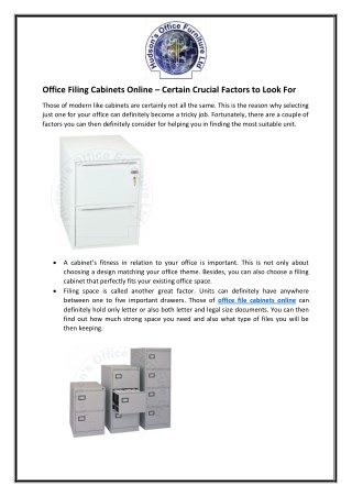 Office Filing Cabinets Online – Certain Crucial Factors to Look For