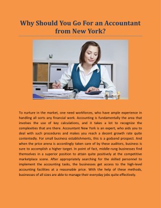 Why Should You Go For an Accountant from New York?