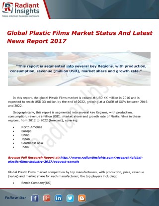 Global Plastic Films Market Status And Latest News Report 2017