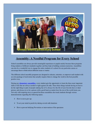 Elementary School Assemblies Shows Ideas