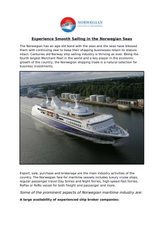 Experience Smooth Sailing in the Norwegian Seas