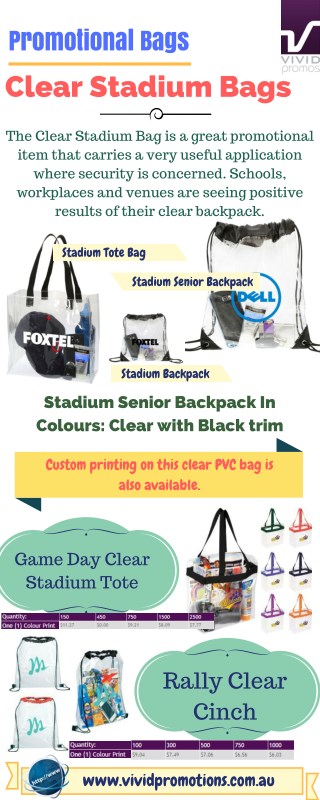 Promotional Clear Stadium Bags at Vivid Promotions