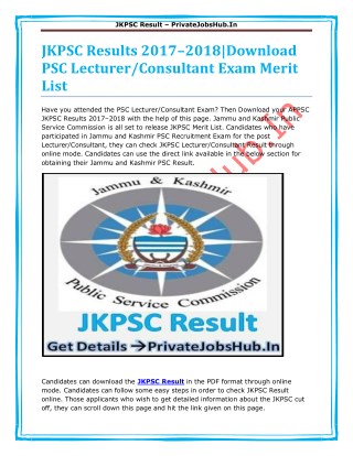 JKPSC Results