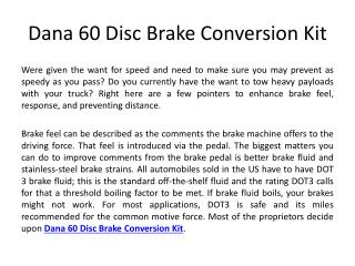 Dana 60 Disc Brake Conversion Kit
