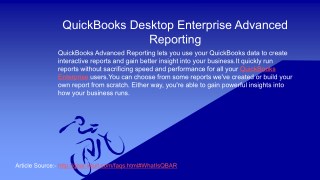 QuickBooks Desktop Enterprise Advanced Reporting