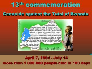13 th commemoration Genocide against the Tutsi of Rwanda