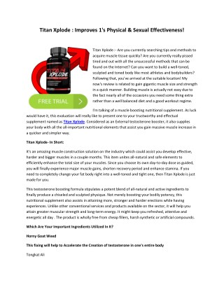 Titan Xplode - Drives lean muscle mass structure on physique