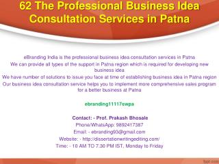 62 The Professional Business Idea Consultation Services in Patna