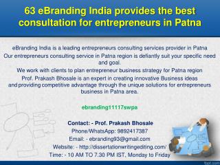 63 eBranding India provides the best consultation for entrepreneurs in Patna