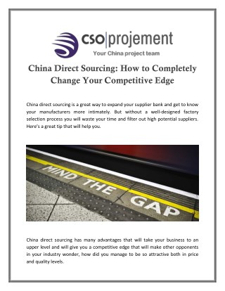 China Direct Sourcing: How to Completely Change Your Competitive Edge