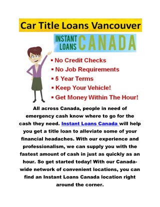 Car Title Loans Vancouver