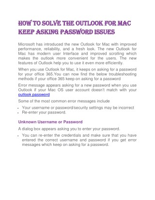 How to Solve the outlook for Mac Keep Asking Password Issues?