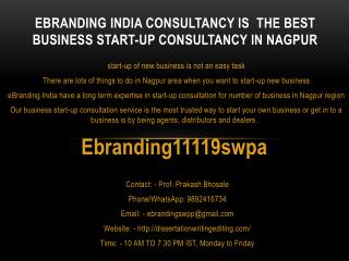 eBranding India Consultancy is the Best Business Start-up Consultancy in Nagpur