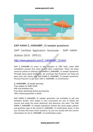 SAP HANA C_HANAIMP_12 sample questions